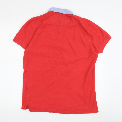 Massimo Dutti Men's Red Polo Shirt, Medium, Casual Fit