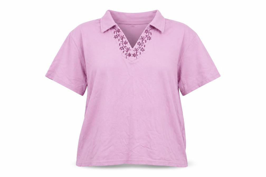 Front view of EWM Pure Classics Women's Pink Polo Shirt XL