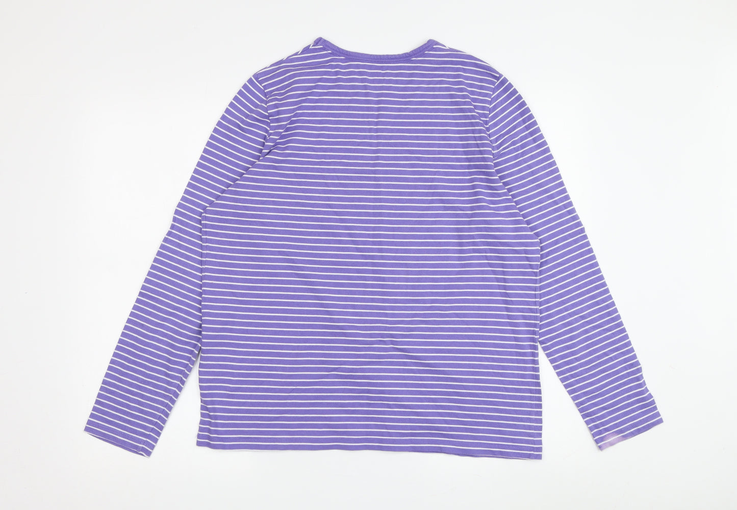 Lands' End Women's Purple Striped T-Shirt M
