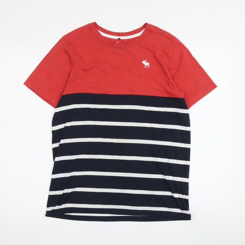 Abercrombie Kids Boys' Red Striped T-Shirt, 16 Years, Casual