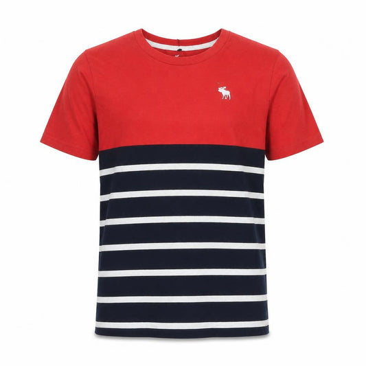 Front view of Abercrombie & Fitch Kids boys’' red striped t-shirt, 16 years, casual