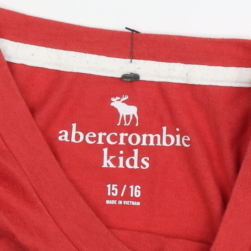 Abercrombie Kids Boys' Red Striped T-Shirt, 16 Years, Casual