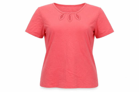 Front view of Isle Essentials Pink Women's T-Shirt, S, Cotton, Casual