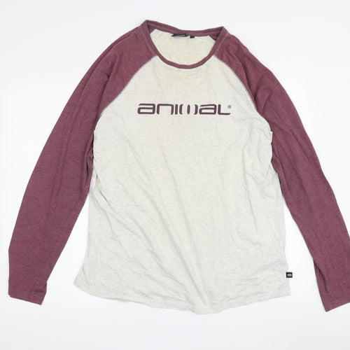 Animal Men's Multicoloured Long Sleeve Cotton T-Shirt L