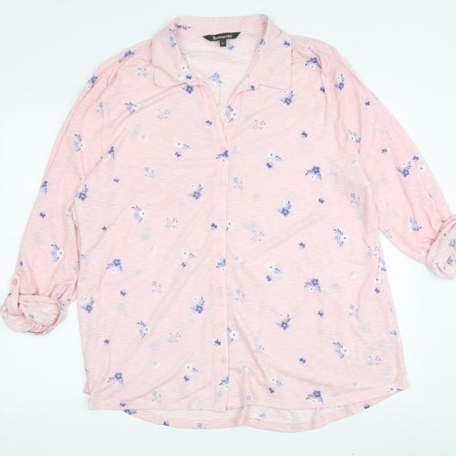 Bonmarché Women's Pink Floral Button-Up Shirt Size 22