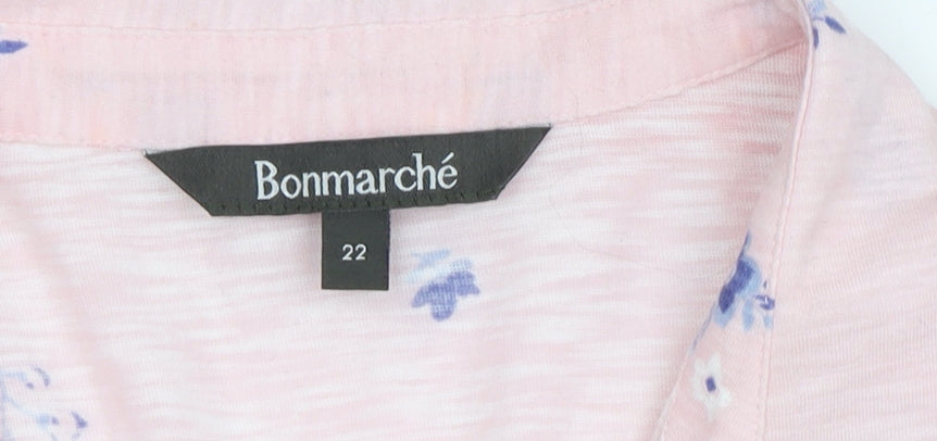 Bonmarché Women's Pink Floral Button-Up Shirt Size 22