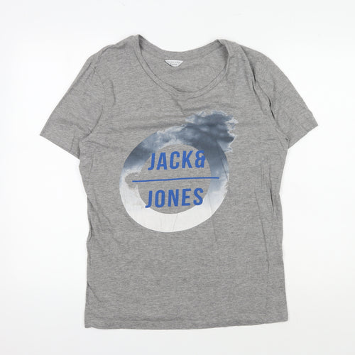 Jack & Jones Grey Graphic Print Men's T-Shirt