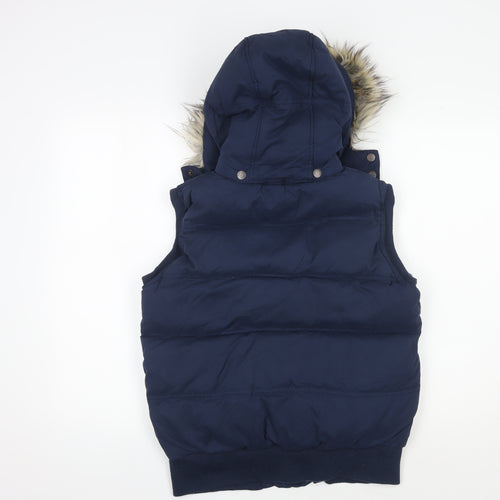 Fat Face Women's Blue Padded Hooded Waistcoat Size 14