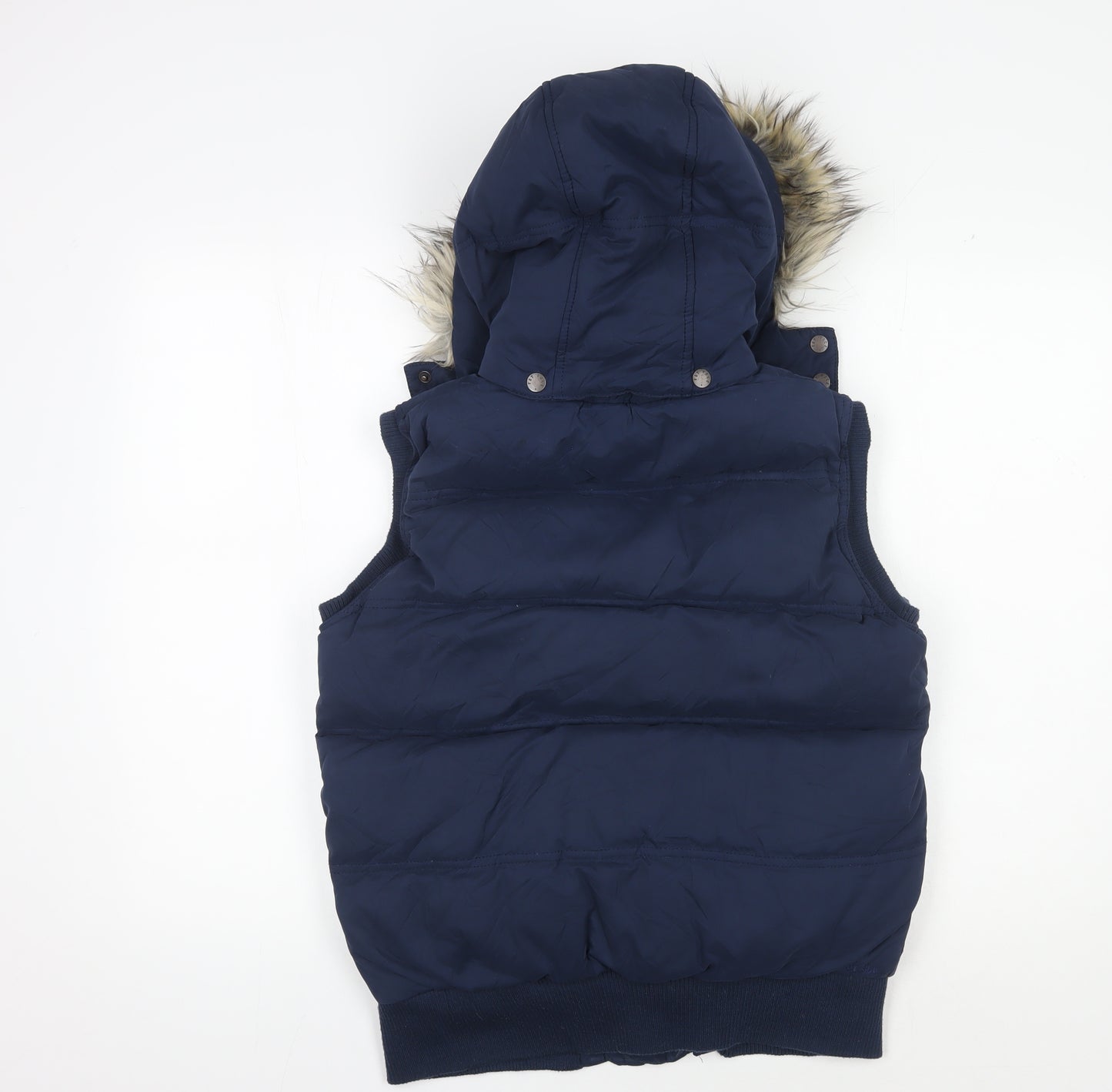 Fat Face Women's Blue Padded Hooded Waistcoat Size 14