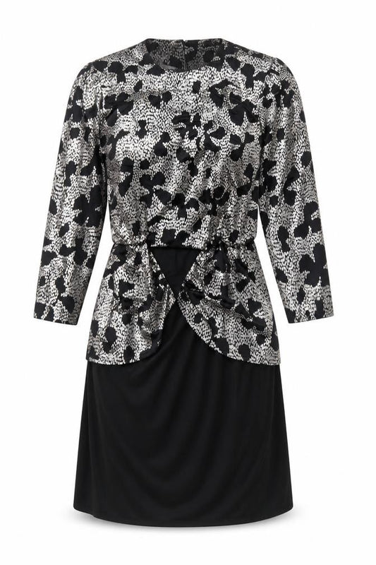 Front view of Paige Women's Black Bodycon Dress, size 14, Animal Print