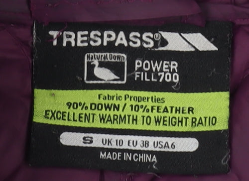 Trespass Women's Purple Puffer Jacket Size 10