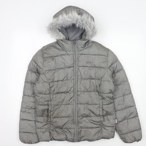 Lee Cooper Women's Grey Hooded Puffer Jacket Size 12