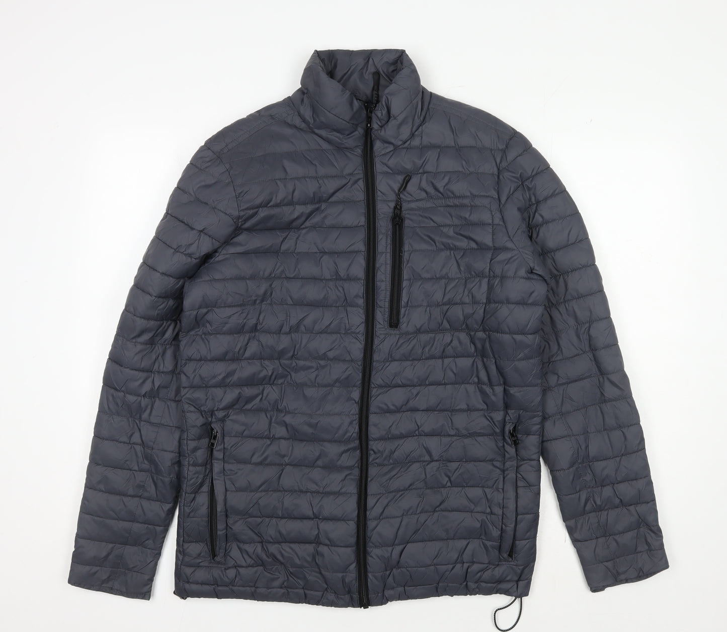Next Men's Grey Medium Puffer Jacket, Full Zip, Winter