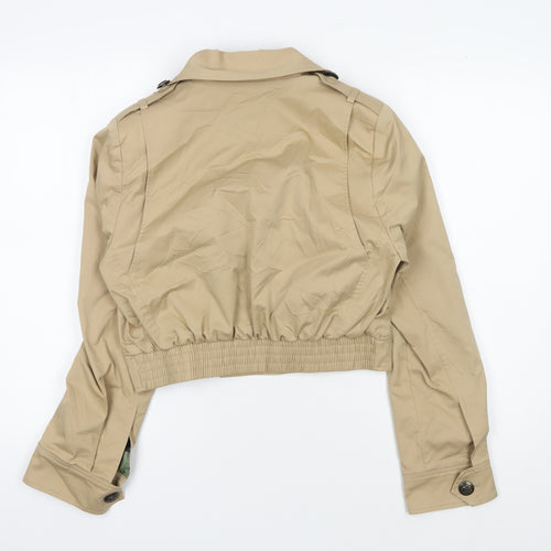 Zara Women's Beige Cropped Jacket, S, Button Accents