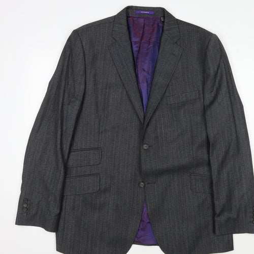 Ted Baker Men's Grey Wool Striped Suit Jacket 44R