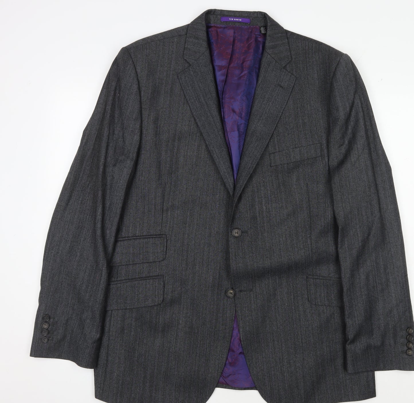 Ted Baker Men's Grey Wool Striped Suit Jacket 44R