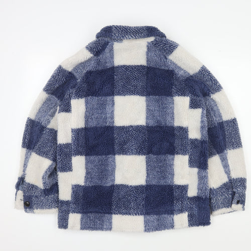 Marks and Spencer Women's Blue Check Fleece Jacket Size 10