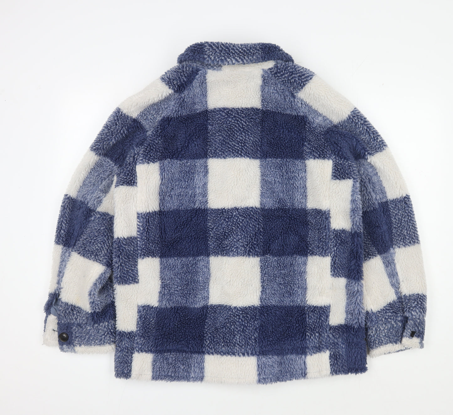Marks and Spencer Women's Blue Check Fleece Jacket Size 10
