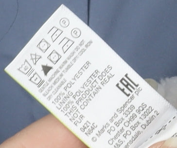 Marks and Spencer Women's Blue Check Fleece Jacket Size 10