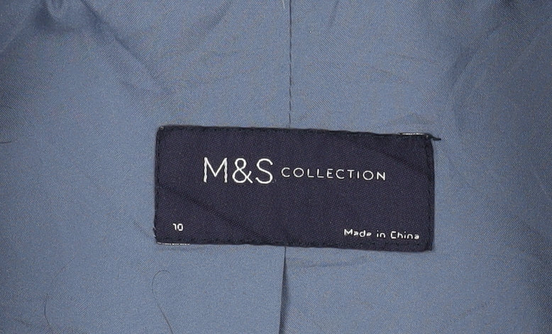 Marks and Spencer Women's Blue Check Fleece Jacket Size 10
