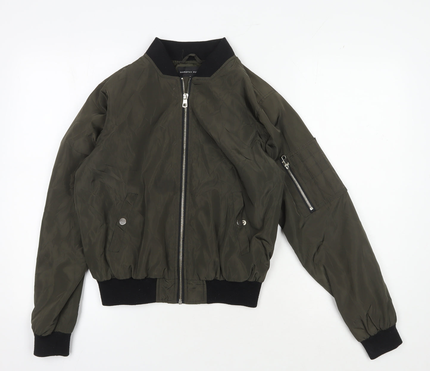 Dorothy Perkins Women's Bomber Jacket Green Size 8
