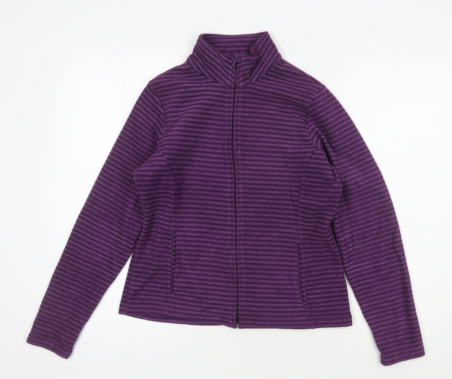 Marks and Spencer Women's Purple Stripe Fleece Jacket
