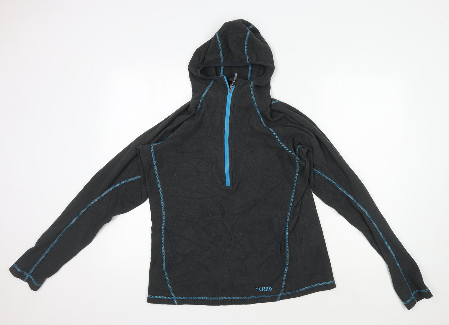 Rab Women's Grey Pullover Hoodie, Size 14, Lightweight Fleece