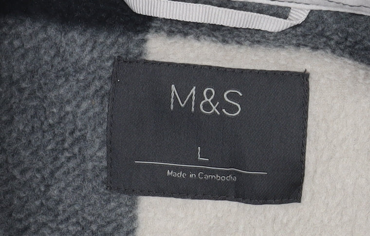 Marks and Spencer Men's Grey Check Shacket - Size L