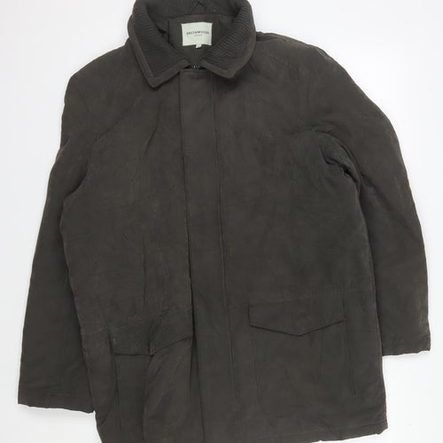 Greenwoods Men’s Medium Green Overcoat, Mid-Length Cotton