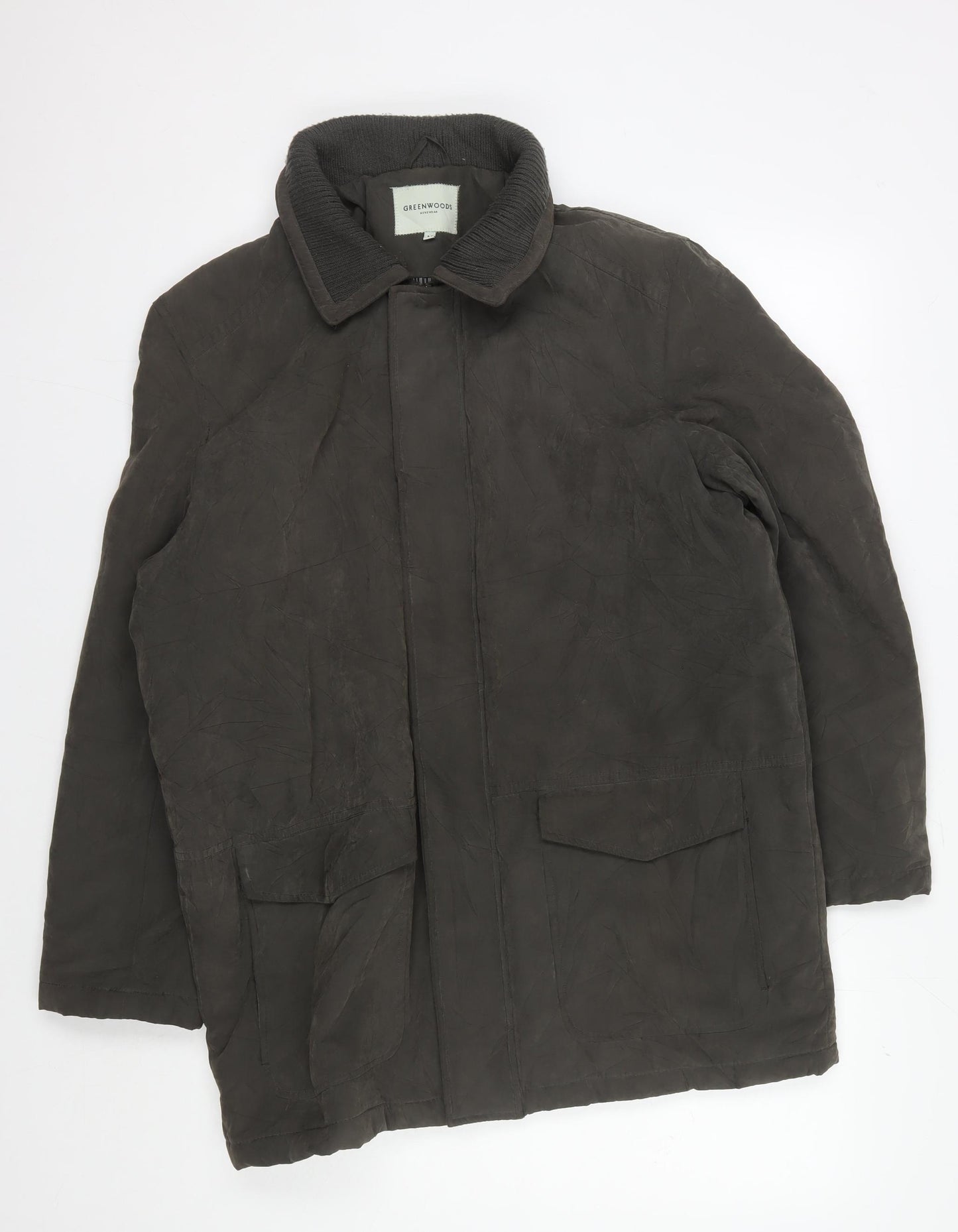 Greenwoods Men’s Medium Green Overcoat, Mid-Length Cotton