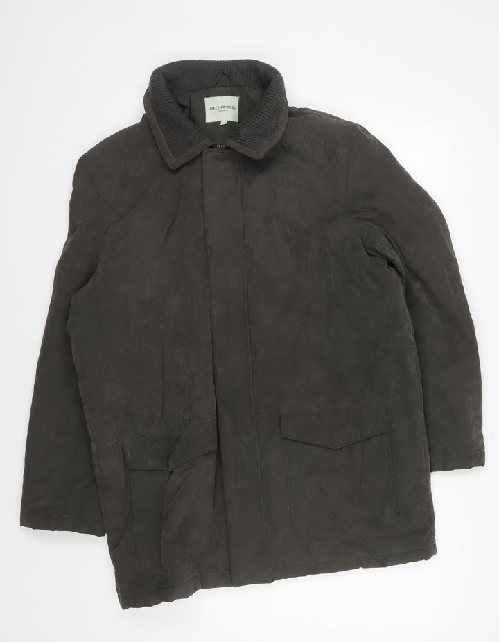 Greenwoods Men’s Medium Green Overcoat, Mid-Length Cotton