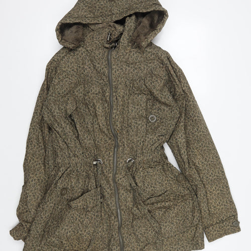 Denim Co Women's Brown Animal Print Parka Jacket Size 12