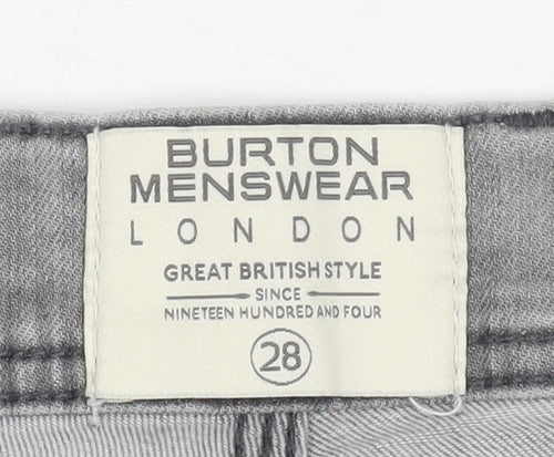 Burton Menswear Grey Denim Shorts, Men's 28 Chino Style