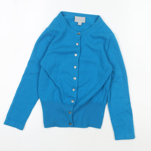 Pure Collection Women's Blue Cashmere Cardigan Size 8