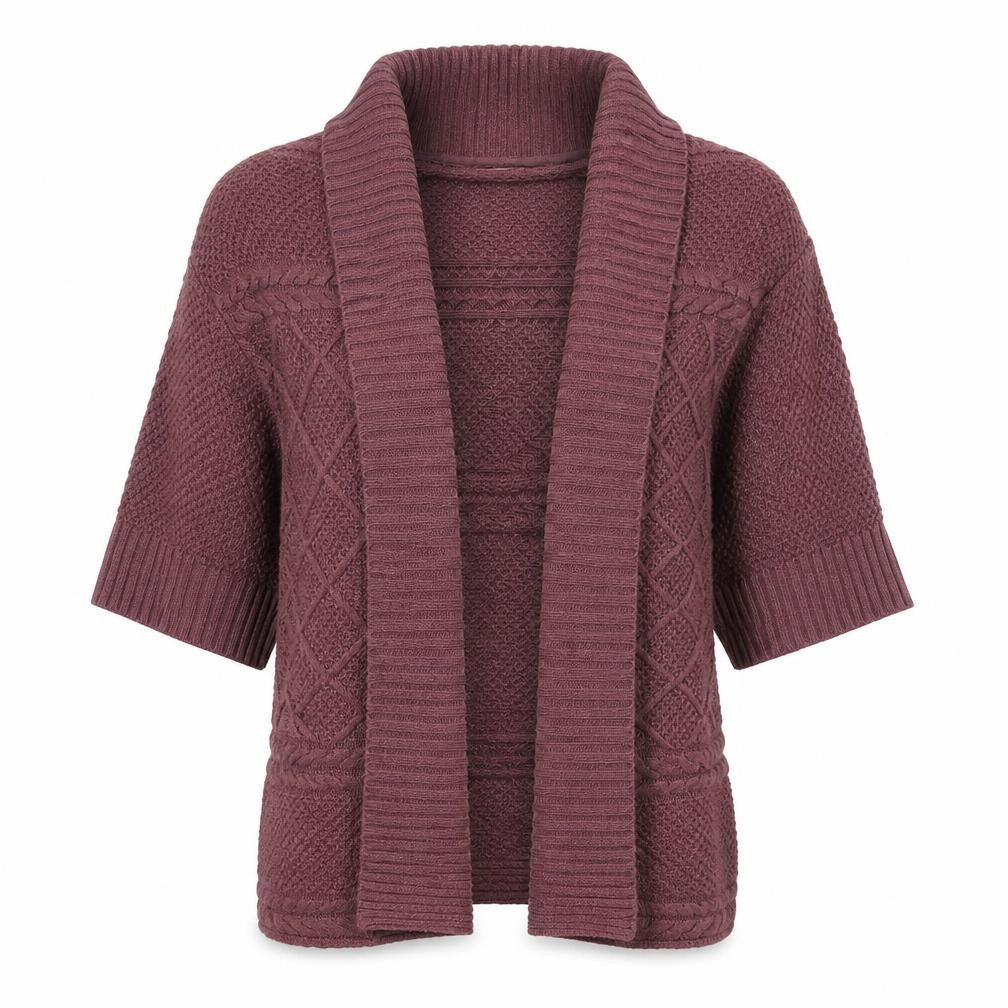 Front view of FatFace Women's Purple Cardigan, S, Roll Neck