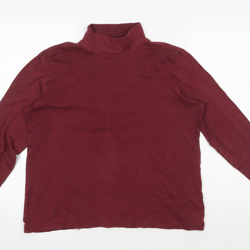 Lands' End Men's Red Relaxed Fit Mock Neck Top M