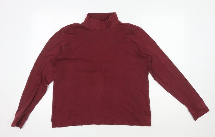 Lands' End Men's Red Relaxed Fit Mock Neck Top M