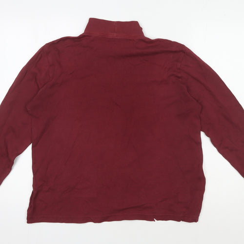 Lands' End Men's Red Relaxed Fit Mock Neck Top M