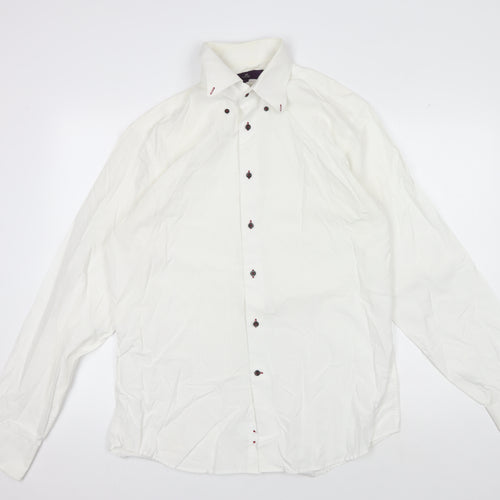 Next Men's White Long Sleeve Button-Up Shirt