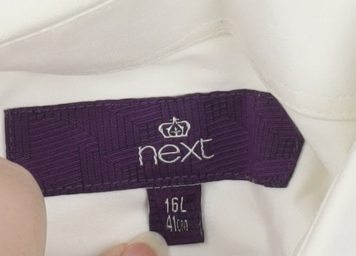 Next Men's White Long Sleeve Button-Up Shirt