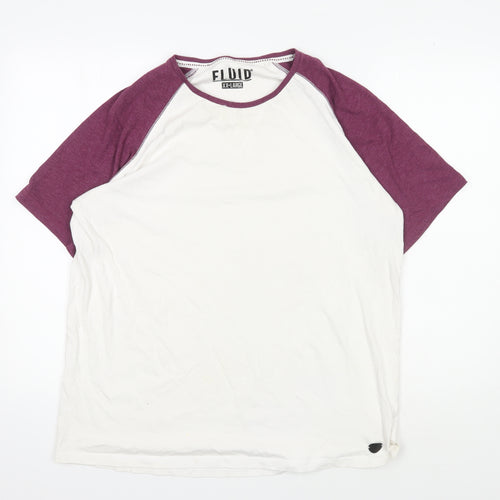 Fluid Men's 2XL White Red Raglan Short Sleeve T-Shirt
