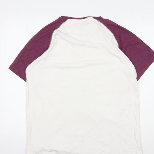 Fluid Men's 2XL White Red Raglan Short Sleeve T-Shirt