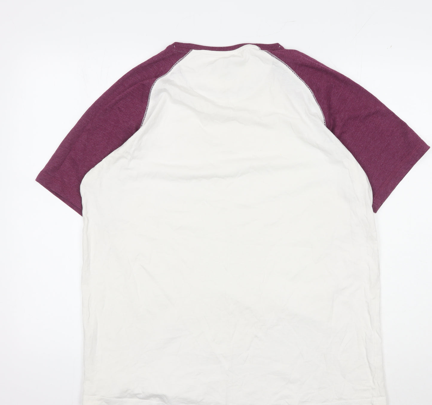 Fluid Men's 2XL White Red Raglan Short Sleeve T-Shirt