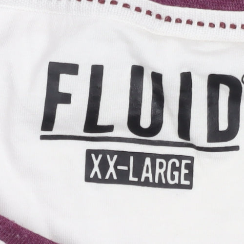 Fluid Men's 2XL White Red Raglan Short Sleeve T-Shirt