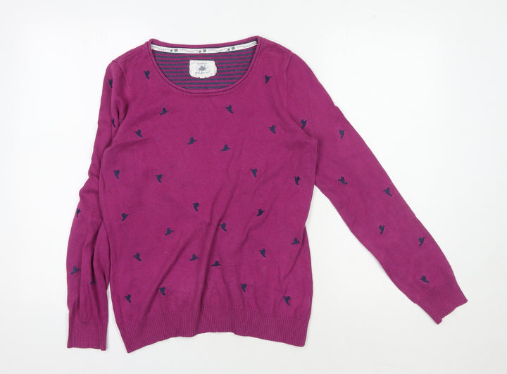 Knitted Just For Ewe Women's Purple Animal Print Pullover Jumper Size 12