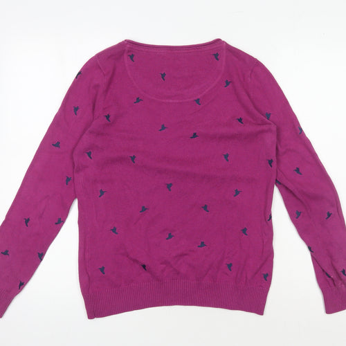 Knitted Just For Ewe Women's Purple Animal Print Pullover Jumper Size 12