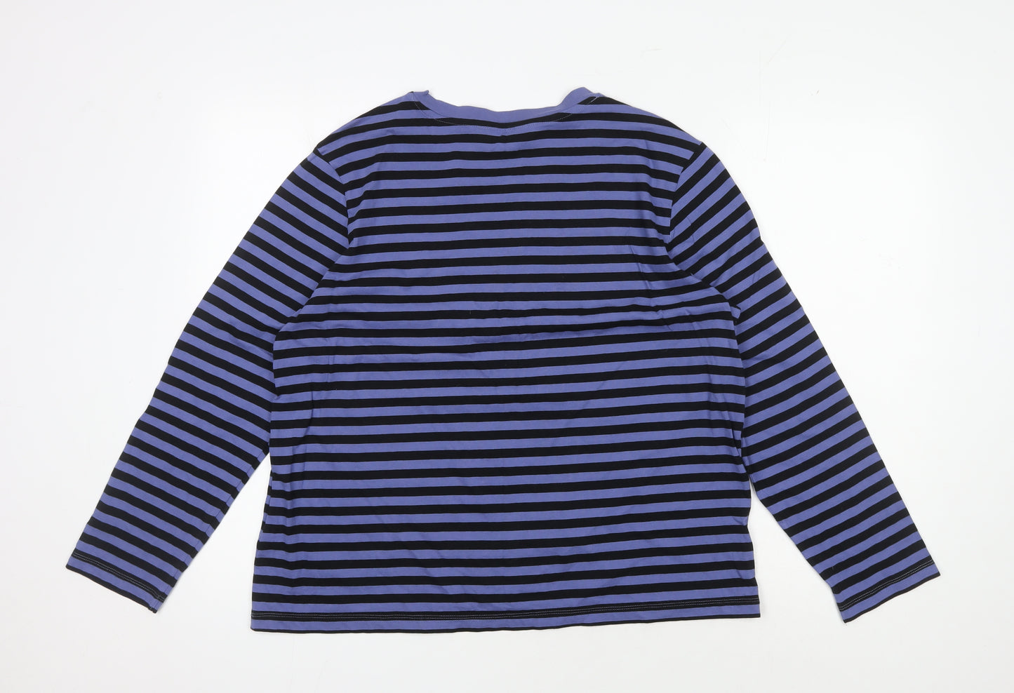 Marks and Spencer Women's Blue Striped Long Sleeve Top