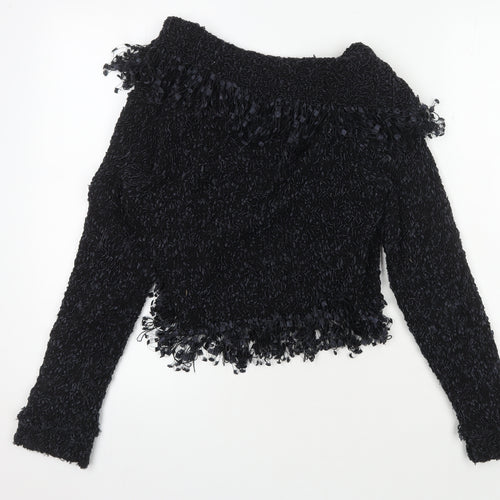 Tilt Women's Black Pullover Fringe Sweater Size 2