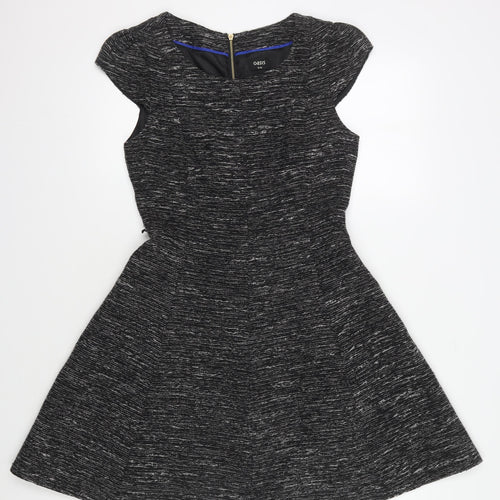 Oasis Women's Black Knit Dress Size 10 with Zip Accent