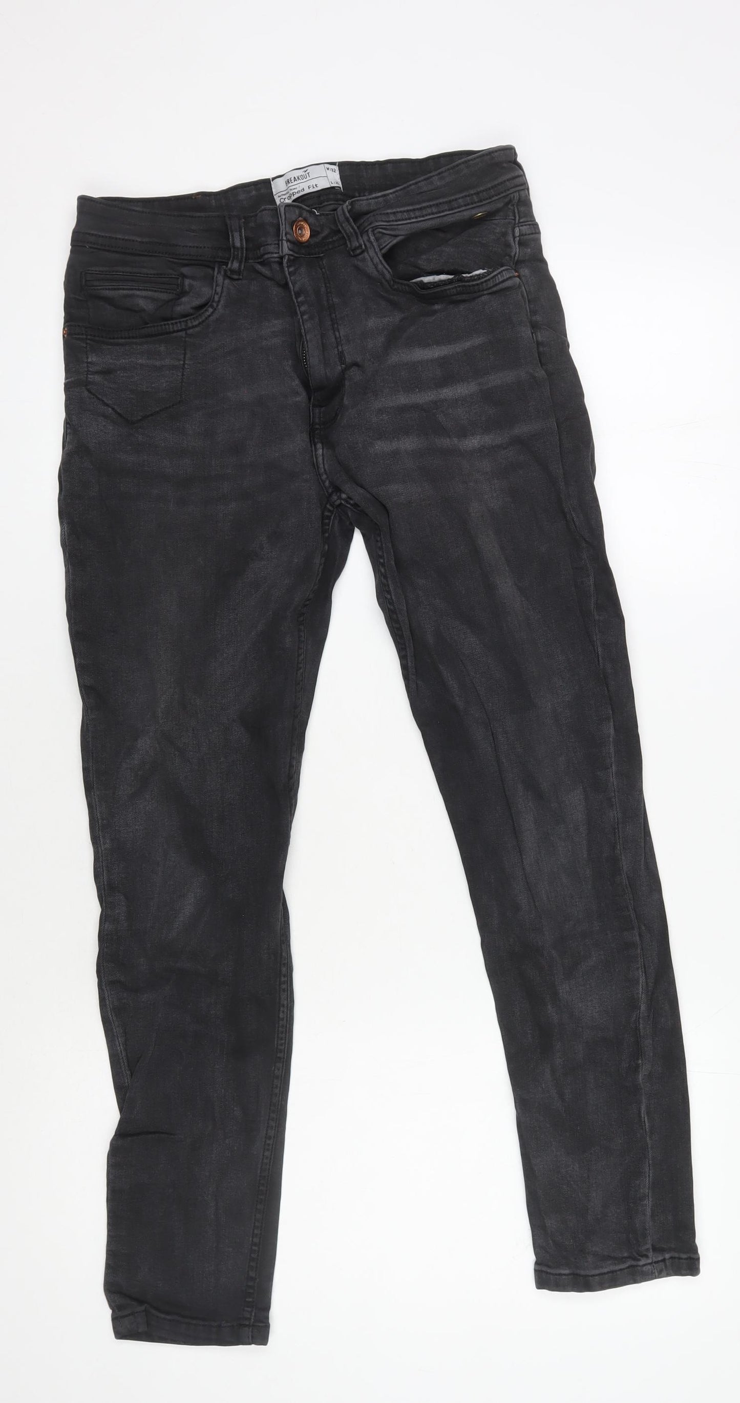 Breakout Men's Black Cropped Jeans, Size 32, Dark Denim